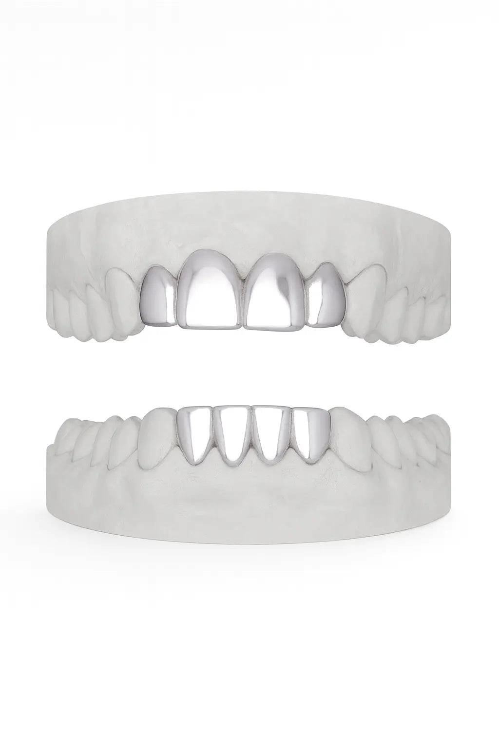 Custom Top 4 Bottom Set Grillz UK in Silver (9ct–18ct)