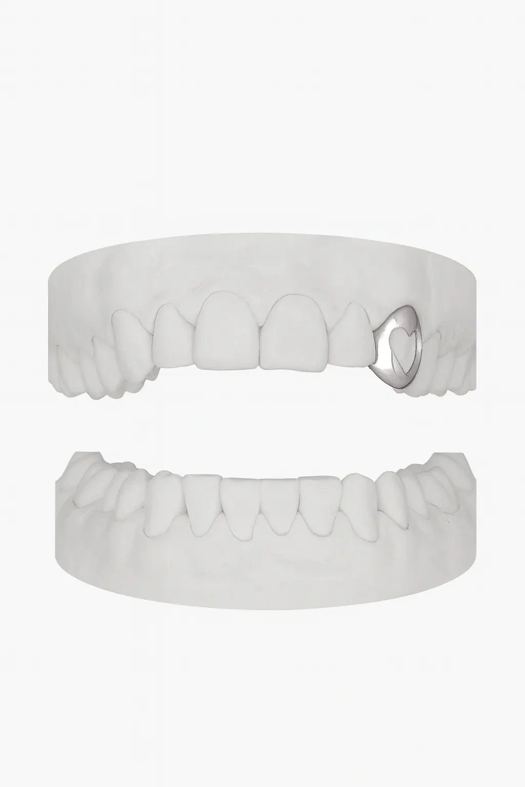 Custom Heart Canine Grillz UK | Gold, Silver & Rose Gold Tooth Cap (9ct–18ct) Grillz UK in Silver (9ct–18ct)