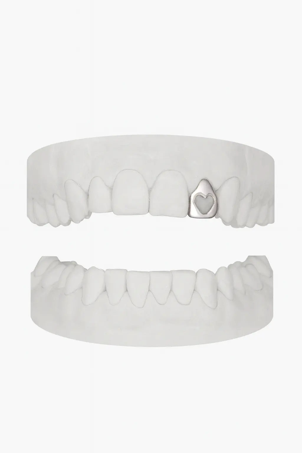 Custom Heart Lateral Grillz UK | Gold, Silver & Rose Gold Tooth Cap (9ct–18ct) Grillz UK in Silver (9ct–18ct)