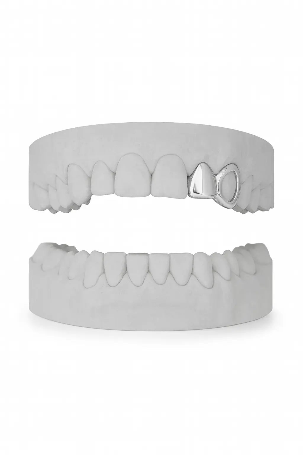 Custom Lateral Window & Canine Grillz UK | Open-Face Grillz in Gold, Silver & Rose Gold (9ct–18ct) Grillz UK in Silver (9ct–18ct)