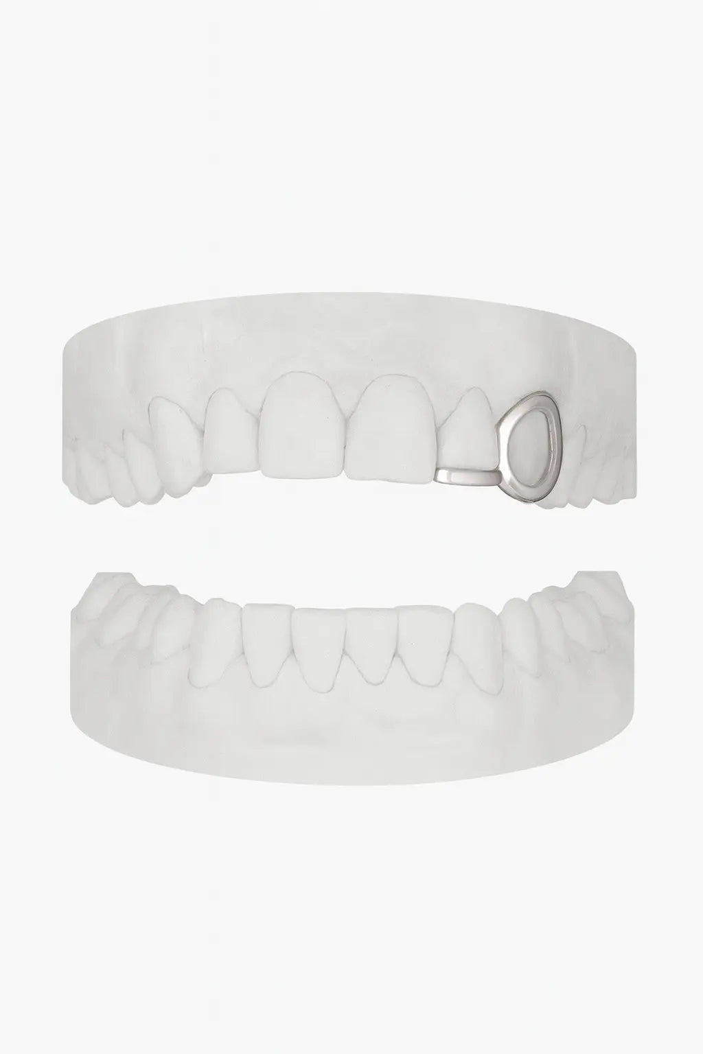 Custom Window Canine Grillz with Bar UK | Open-Face Fang Grillz in Gold, Silver & Rose Gold (9ct–18ct) Grillz UK in Silver (9ct–18ct)
