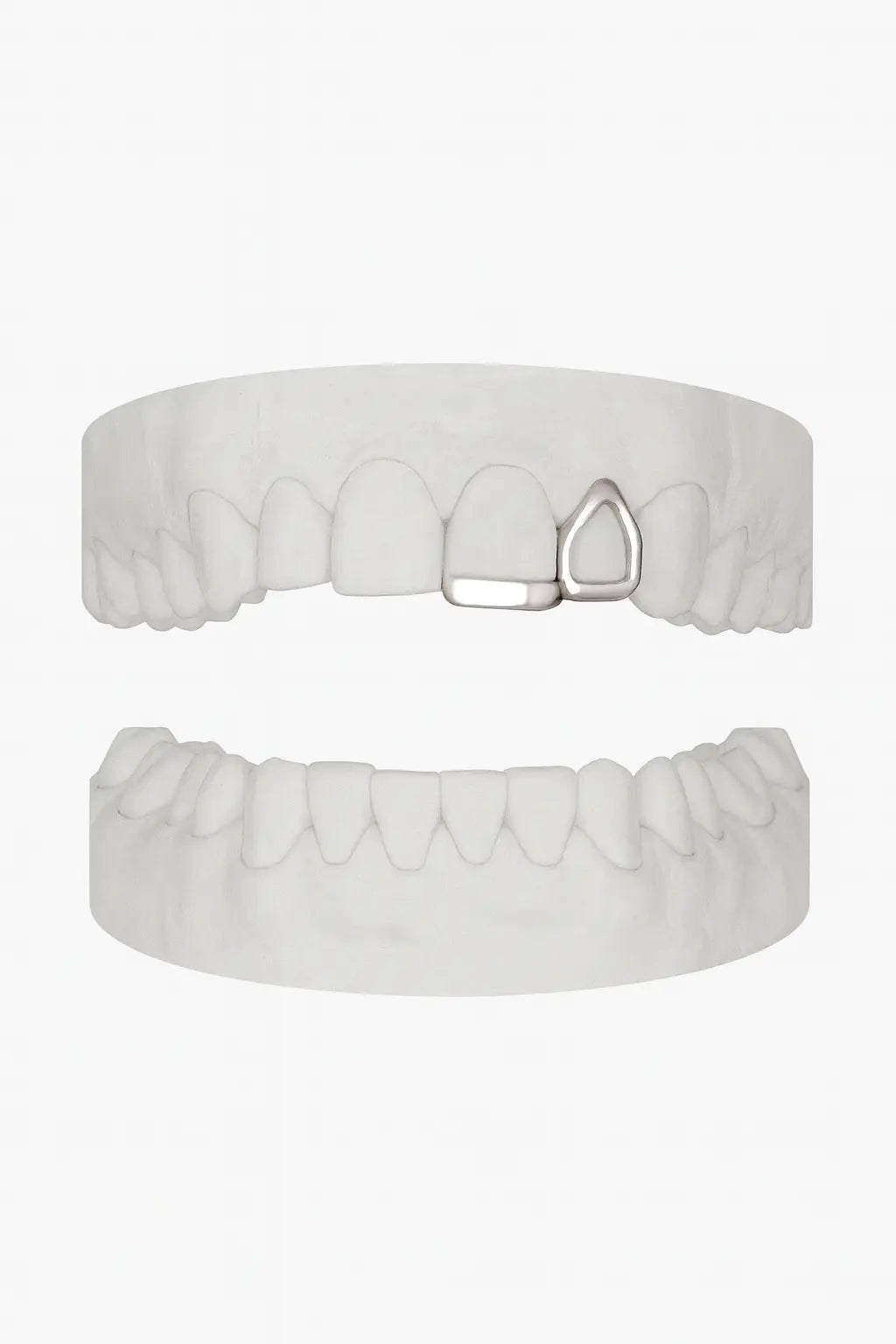 Custom Window Lateral Grillz with Bar UK | Open-Face Tooth Grillz in Gold, Silver & Rose Gold (9ct–18ct) Grillz UK in Silver (9ct–18ct)