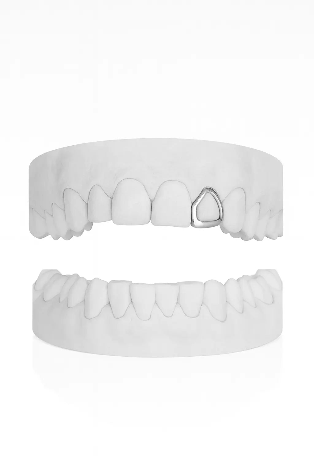 Custom Lateral Window Grillz UK | Open-Face Tooth Grillz in Gold, Silver & Rose Gold (9ct–18ct) Grillz UK in Silver (9ct–18ct)