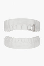 Custom Window Canine Grillz with Bar UK | Open-Face Fang Grillz in Gold, Silver & Rose Gold (9ct–18ct) Grillz UK in Silver (9ct–18ct)